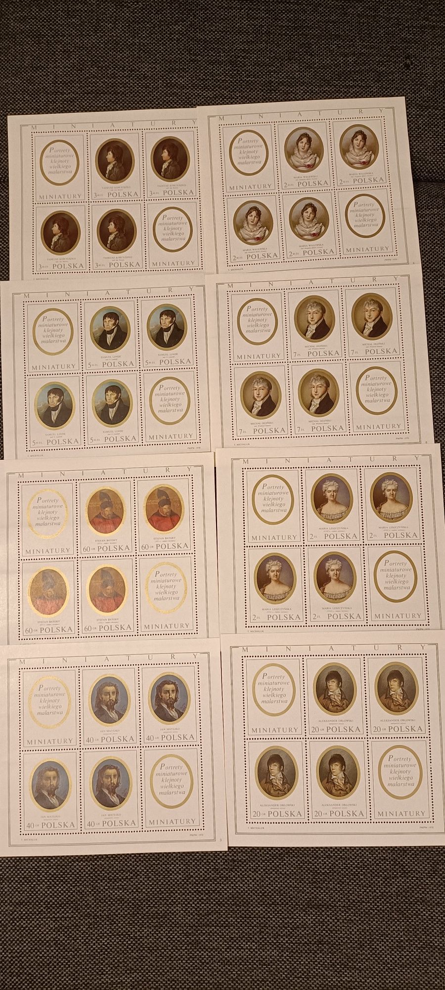 Znaczki pocztowe komplet portrety miniaturowe
