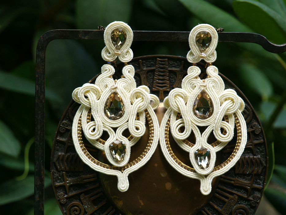 boho ślubne kolczyki sutasz glamour