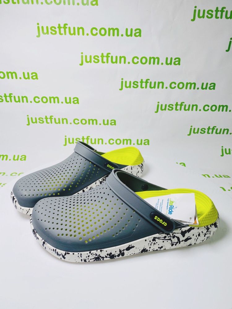 Crocs LiteRide Clog GreyLightGreen II кроксы кляксы 39-44