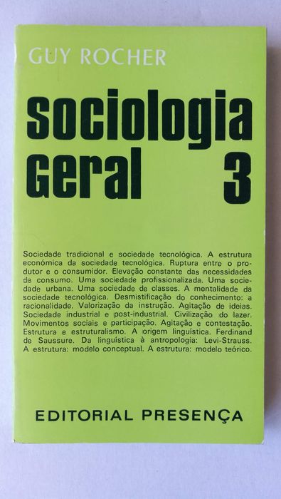 Livro "Sociologia Geral 3" de Guy Rocher