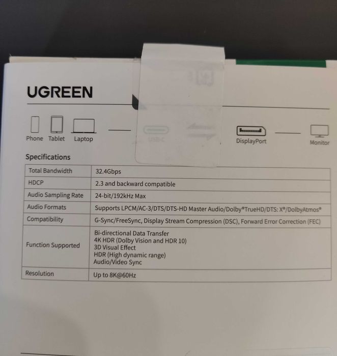 Cabo ugreen type-c para HDMI 8K 60Hz