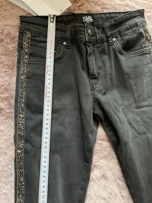 Karl Lagerfeld spodnie jeansowe dżinsy z cyrkoniami r XXS xs slim fit