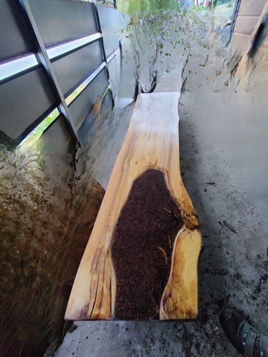 Blat stołu orzech żywica pół mat l