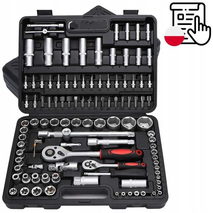 Zestaw Kluczy Nasadowych Narzędzi Klucze Nasadowe 108 El. Walizka Bity