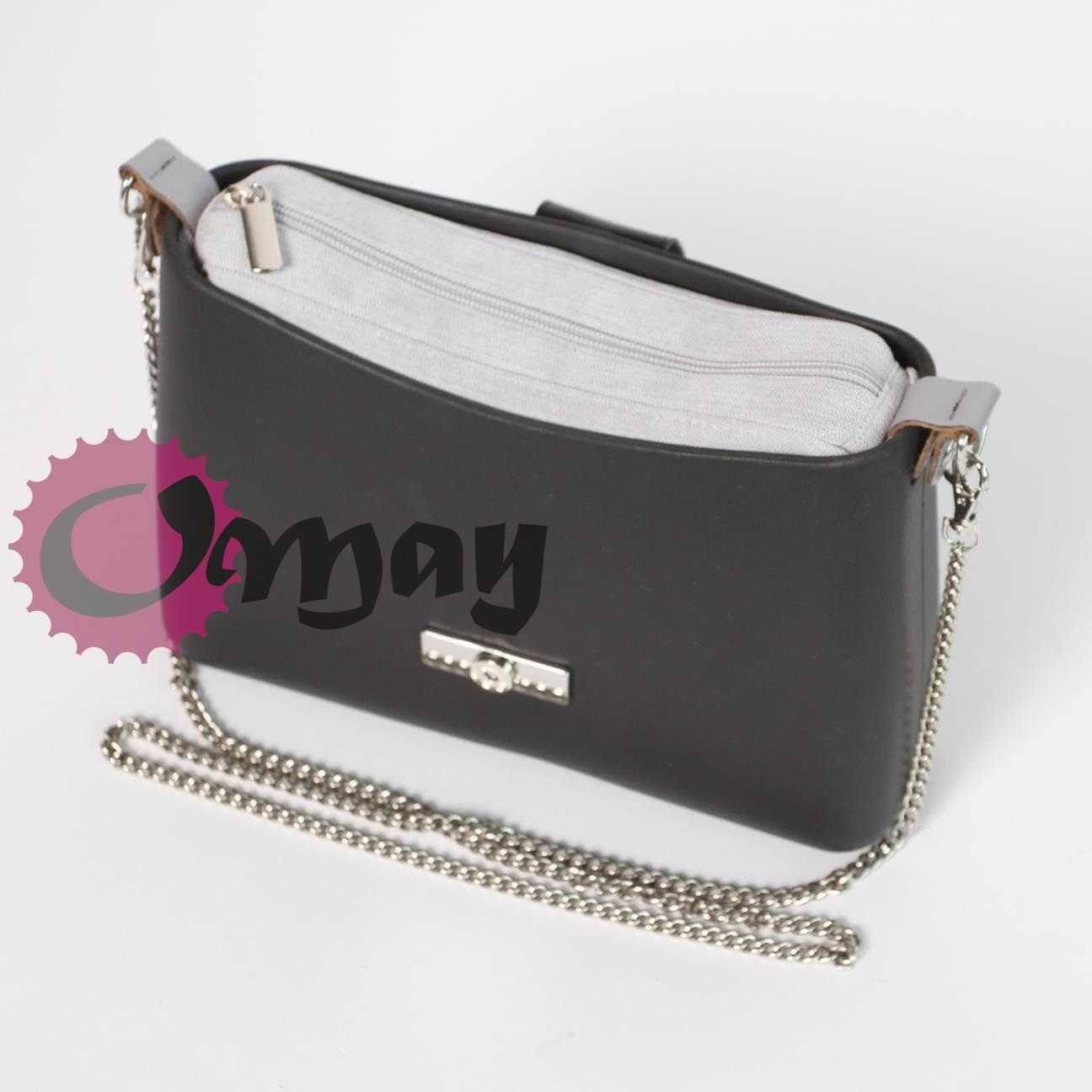 Elegancki Organizer OBAG GLAM welur szary jasny 2 kieszenie OMAY