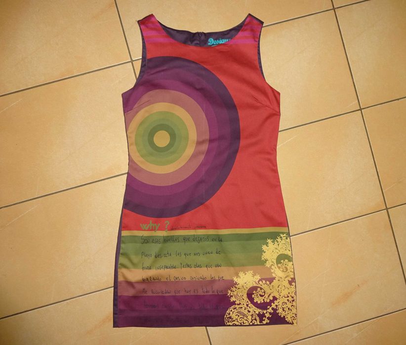 DESIGUAL oryginalna śliczna kolorowa sukienka OKAZJA idealny stan L 40