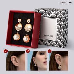 Brincos Convertíveis 3 em 1 Oriflame NOVOS