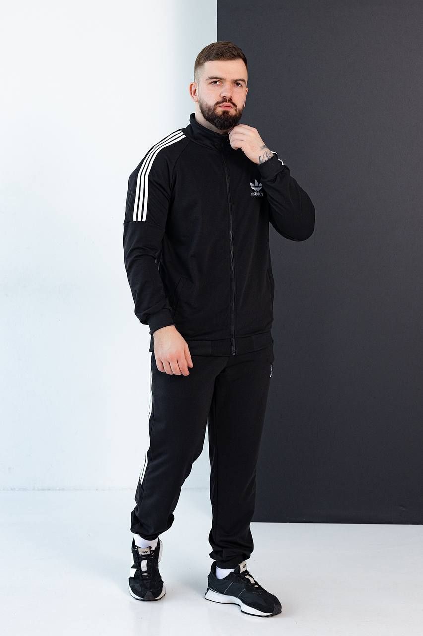 Adidas Не кашлатится спортивный костюм мужской чёрный Адидас S-2XL