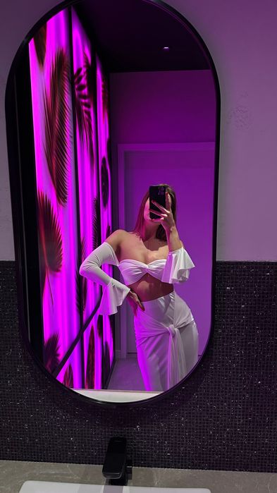 Костюм топ + спідниця білий