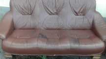 Sofa, dwa fotele skóra dąb