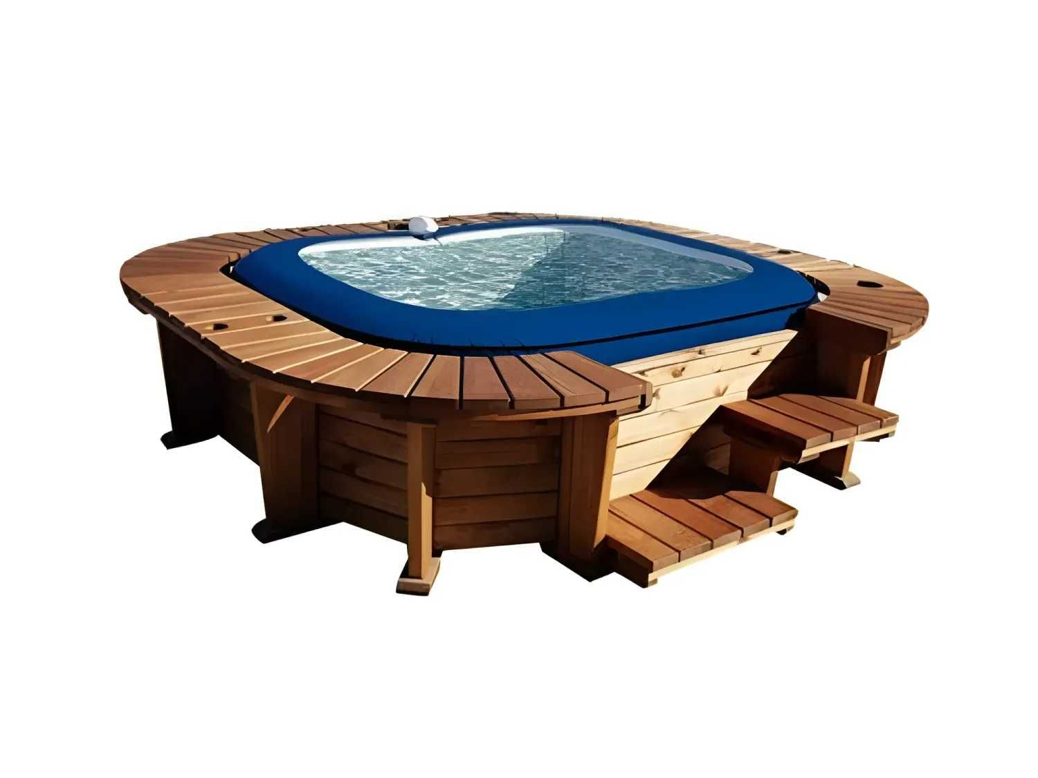 Spa de Hidromassagem Insuflável com Estrutura de Madeira