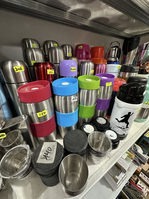 Термоса  и термокружки пищевые и для жидкости металл и стекло