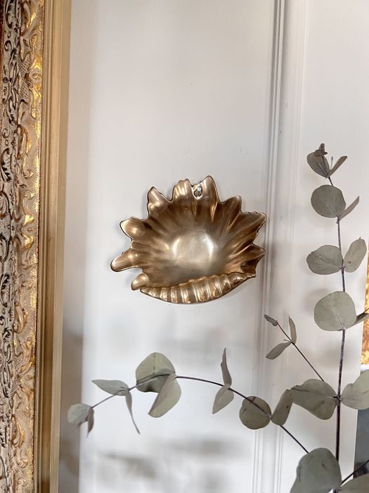 Muszla muszelka Vintage mosiężna mosiądz patera miseczka midcentury
