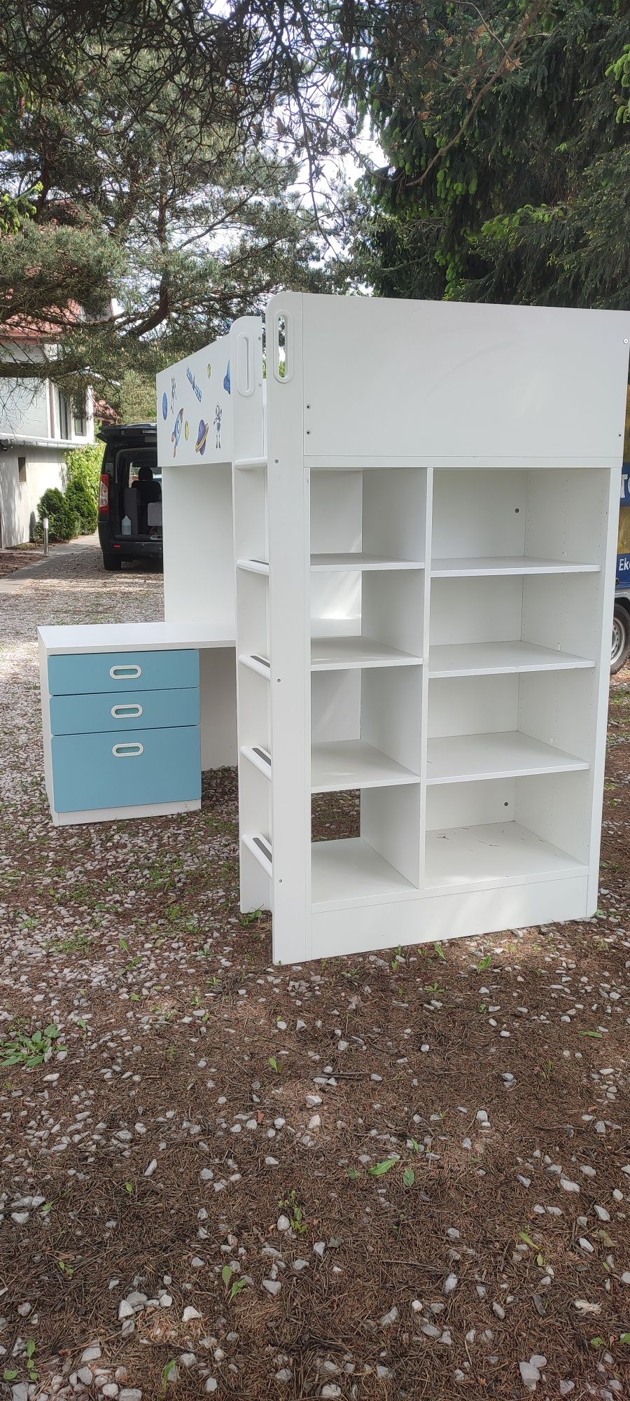 Łóżko piętrowe z biurkiem IKEA Smastad,