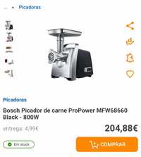 Bosch Picador de carne ProPower MFW68660 Black - 800W ! Ainda na caixa
