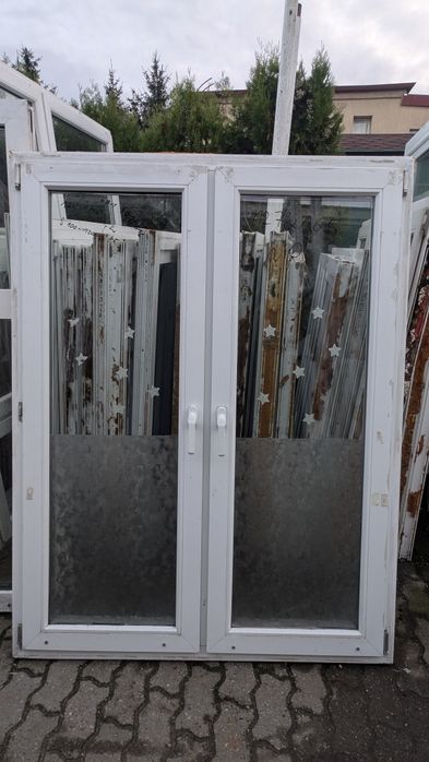 KR HAUS okno 135x160 kamieniczne DWUSKRZYDŁOWE używane drzwi POZNAŃ