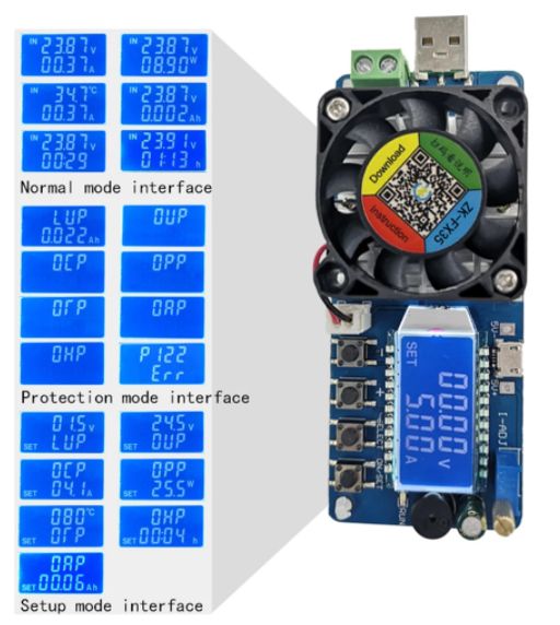 35W USB Tester capacidade Baterias - Carga Electronica
