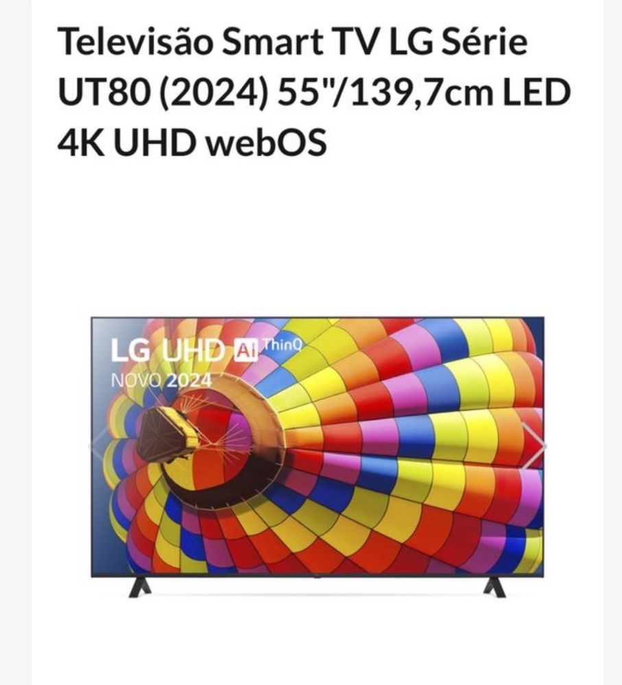 Televisao smart TV  LG 55UR73 + acessorio de parede.