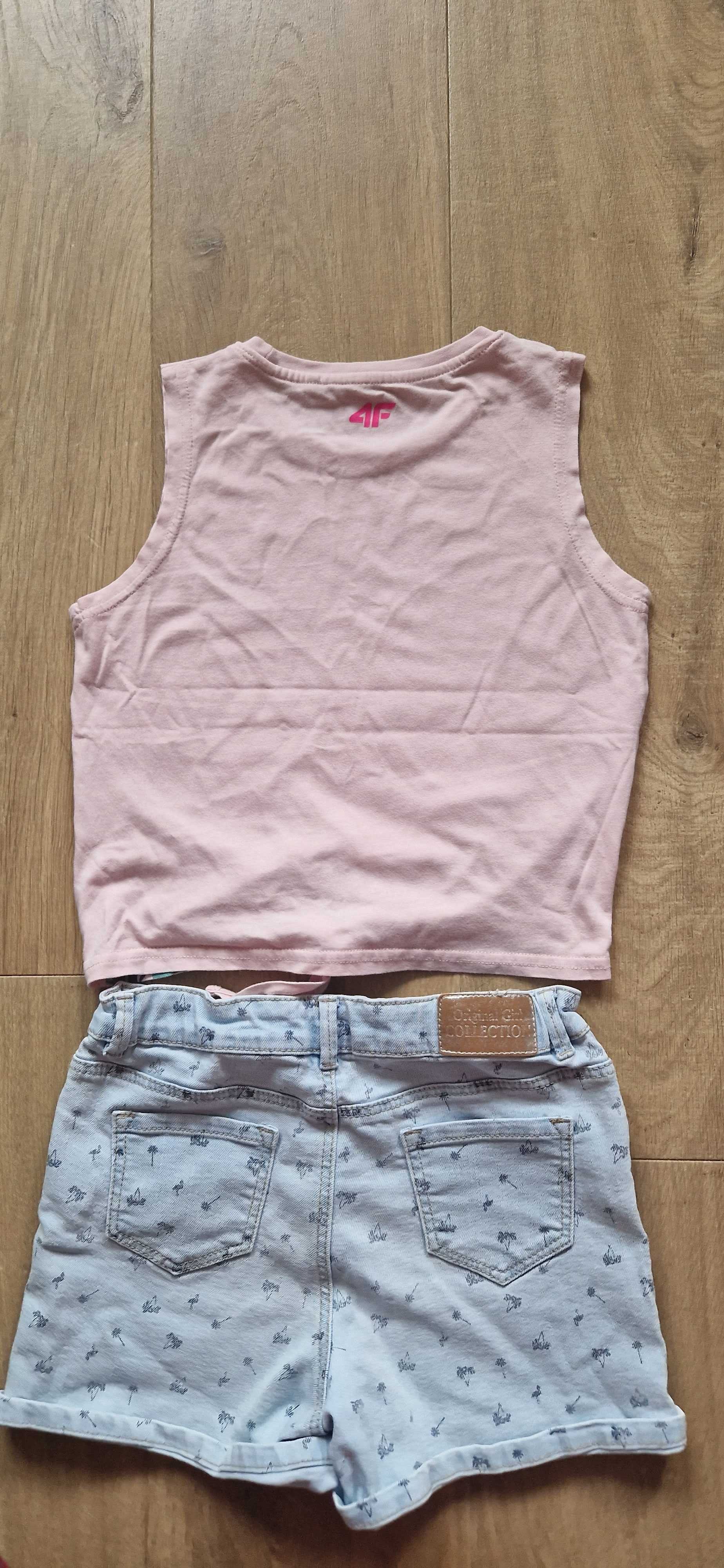 Koszulka 4f+ krótkie spodenki jeans, stan bdb rozmiar 146