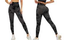 Damskie Legginsy PUSH UP Wysoki Stan TIE-DYE Neon na Siłownię - L