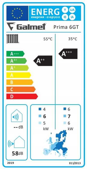 Pompa ciepła monoblok PRIMA 6kW 230V bufor 60L Galmet, zawór, grzałka