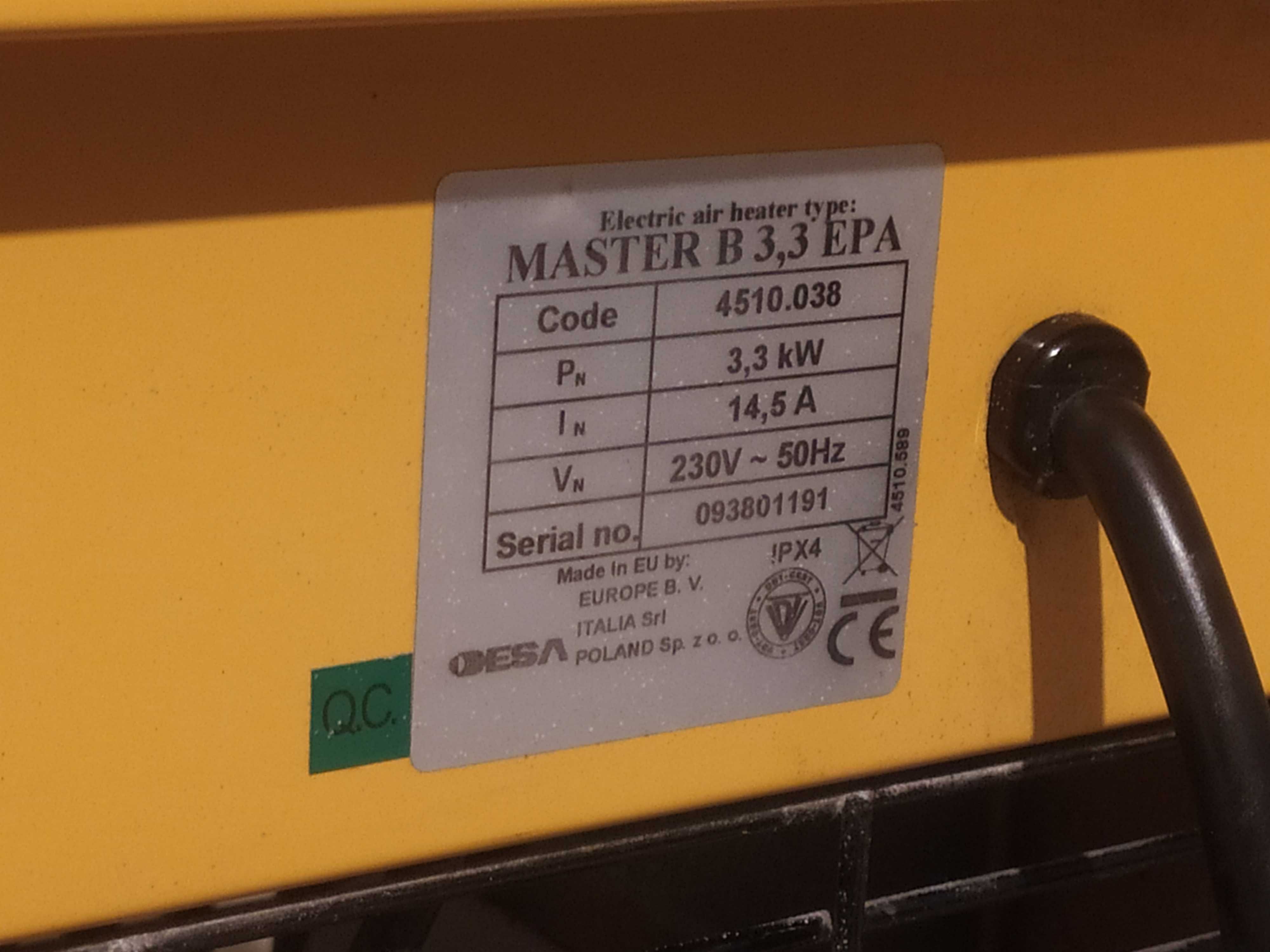 Nagrzewnica Master B 3,3 EPA o mocy 3,3 kw