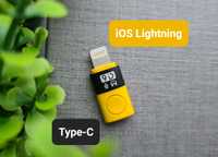 Переходник OTG ОТГ Apple Lightning  -  Type-C  наушники микрофон