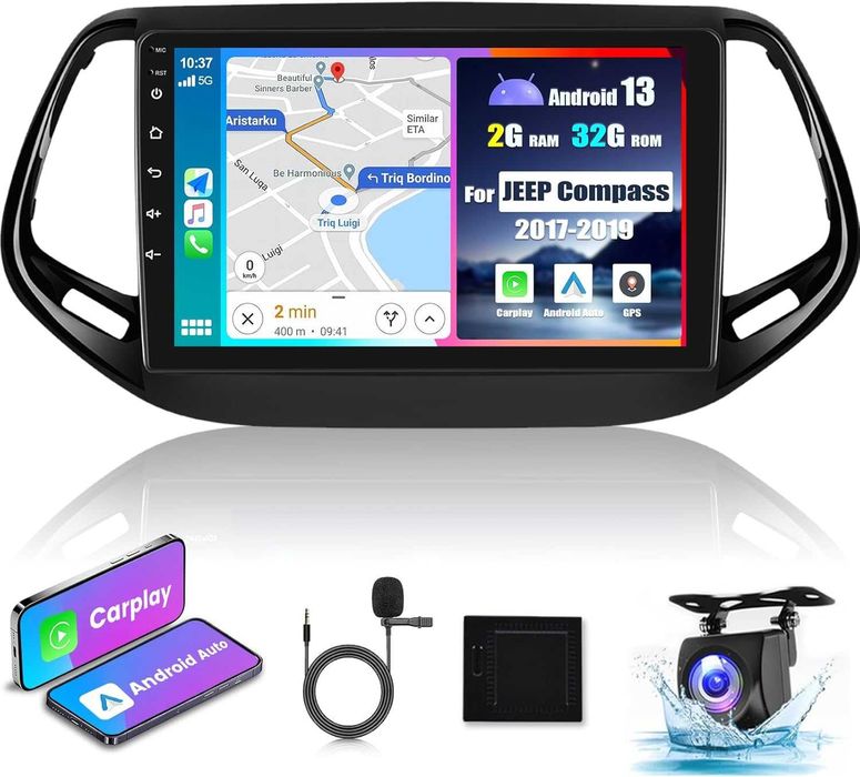 Radio Samochodowe Android Jeep Compass 2017- Kamera cofania CarPlay