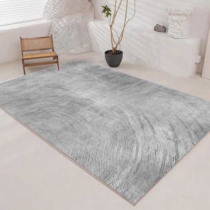 Dywan miękki krótki włos pluszowy niebieski szary nowoczesny 220/160cm