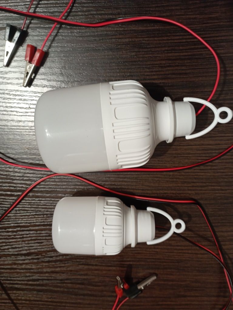 Лампочка светодиодная 12 Вольт с крокодилами для питания от акб 5-15W