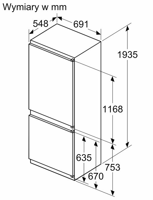 Lodówka Bosch Serie 2 KBN96NSE0 do zabudowy 70cm szerokości!