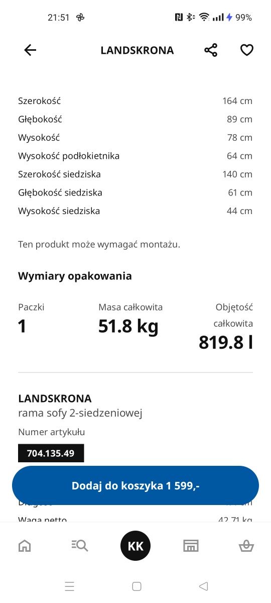 Sofa 2-siedzeniowa LANDSKRONA Ikea