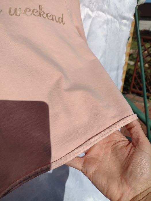 Crop-top brudny pudrowy róż bluza z kapturem ,długi rękaw,cienka