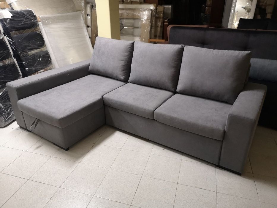 SOFA CAMA c/ Chaiselong - NOVO - FABRICA - Varias cores - sofá