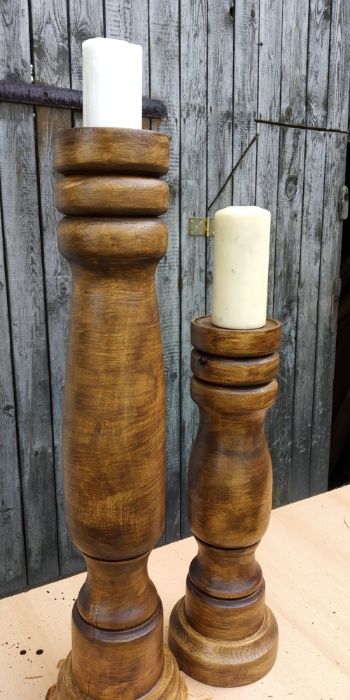 Świecznik drewniany ręcznie toczony rękodzieło hand made
