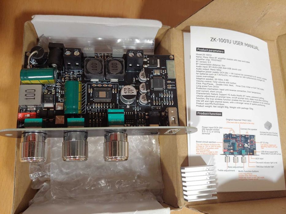 Підсилювач звуку ZK-1001U 100W Bluetooth 5.3 Android AUX USB MP3