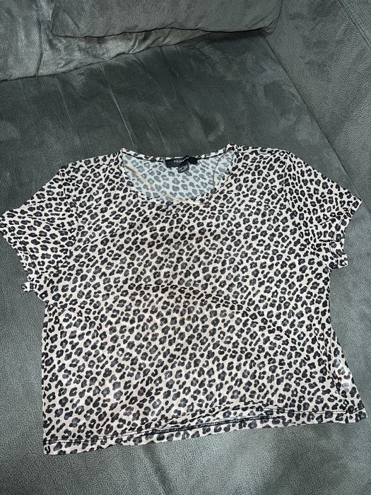Camisola/Top transparente estampa leopardo