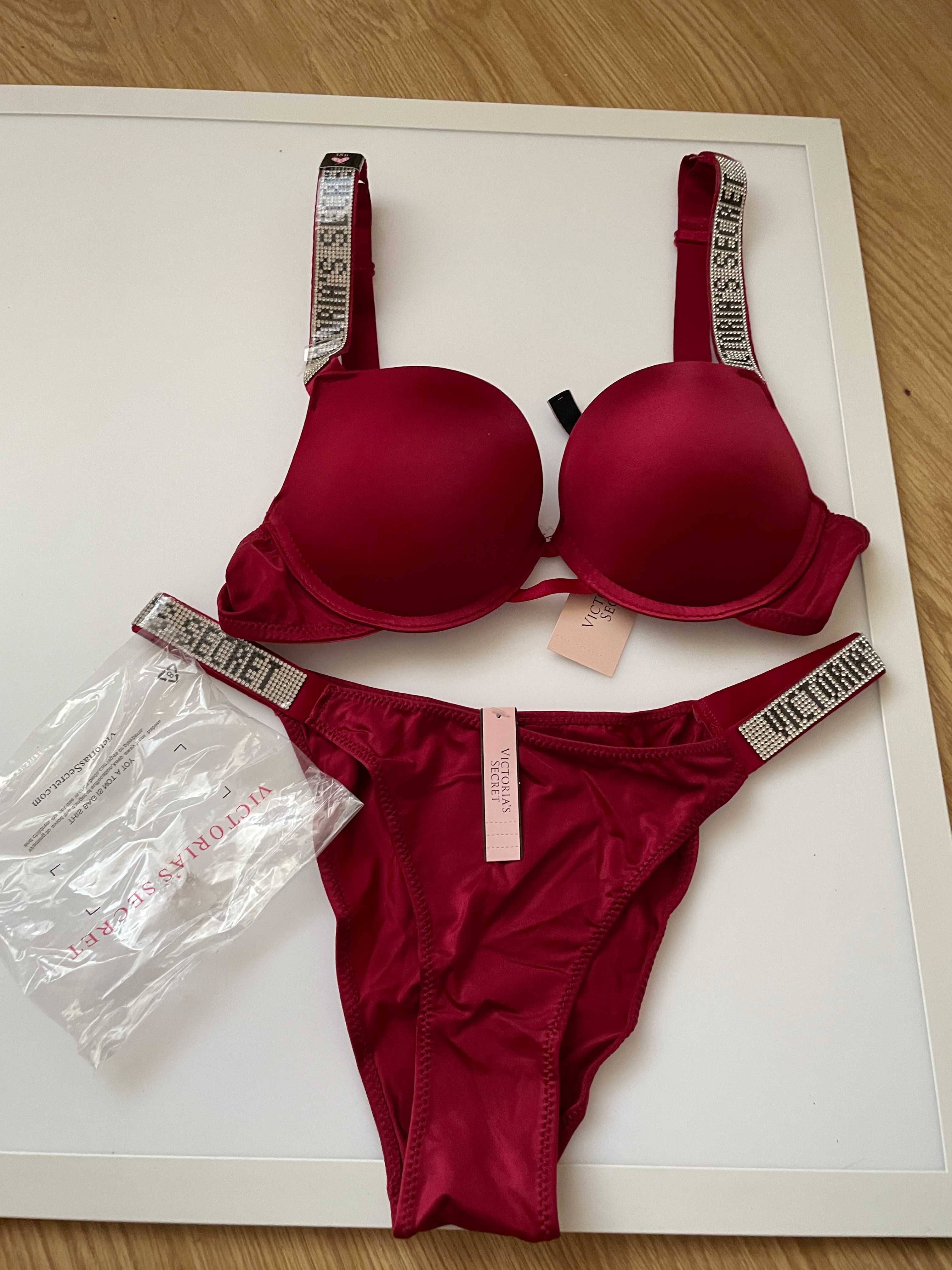 komplet bielizny victoria's secret wine v1 new,95D