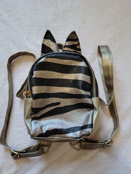 Рюкзак бронзовий з принтом та вушками маленький