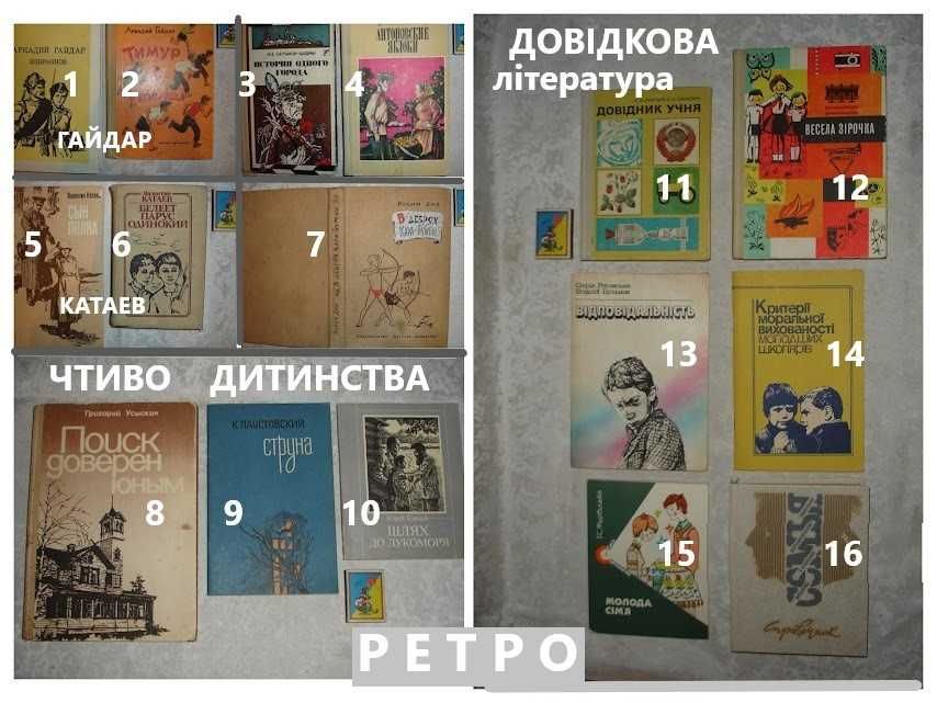 Книги РЕТРО для шкільного віку і старших. 1965-1989 рр. вид. 18 книг.