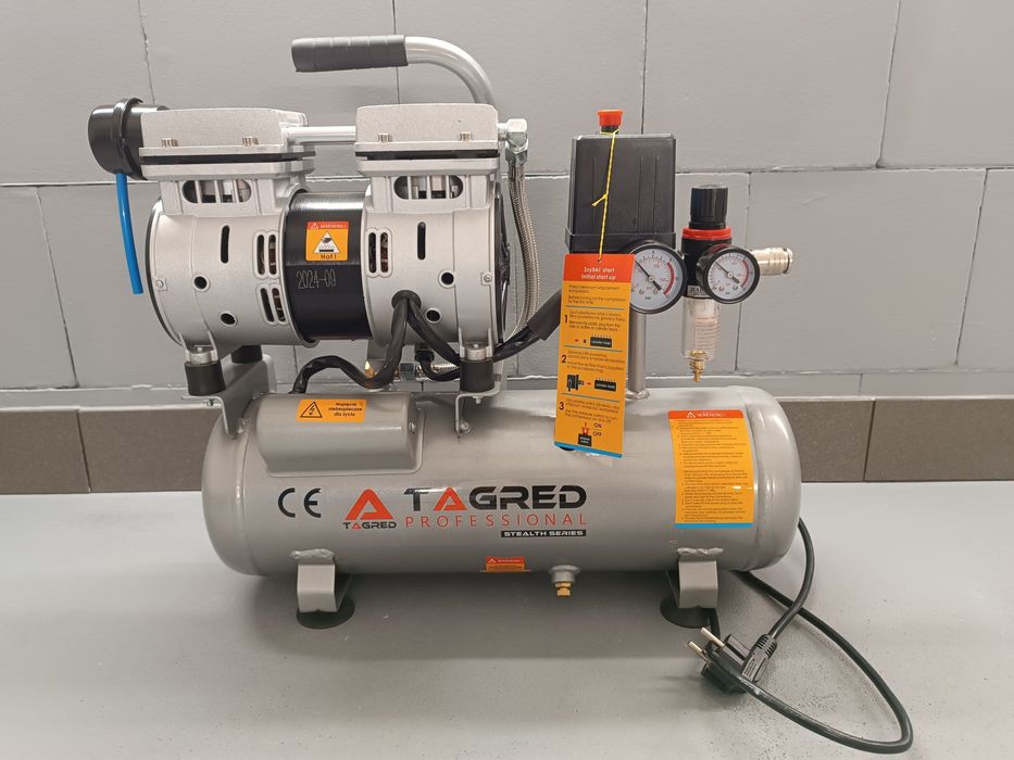 Kompresor bezolejowy dwutłokowy sprężarka TAGRED TA302 6L 150l/min