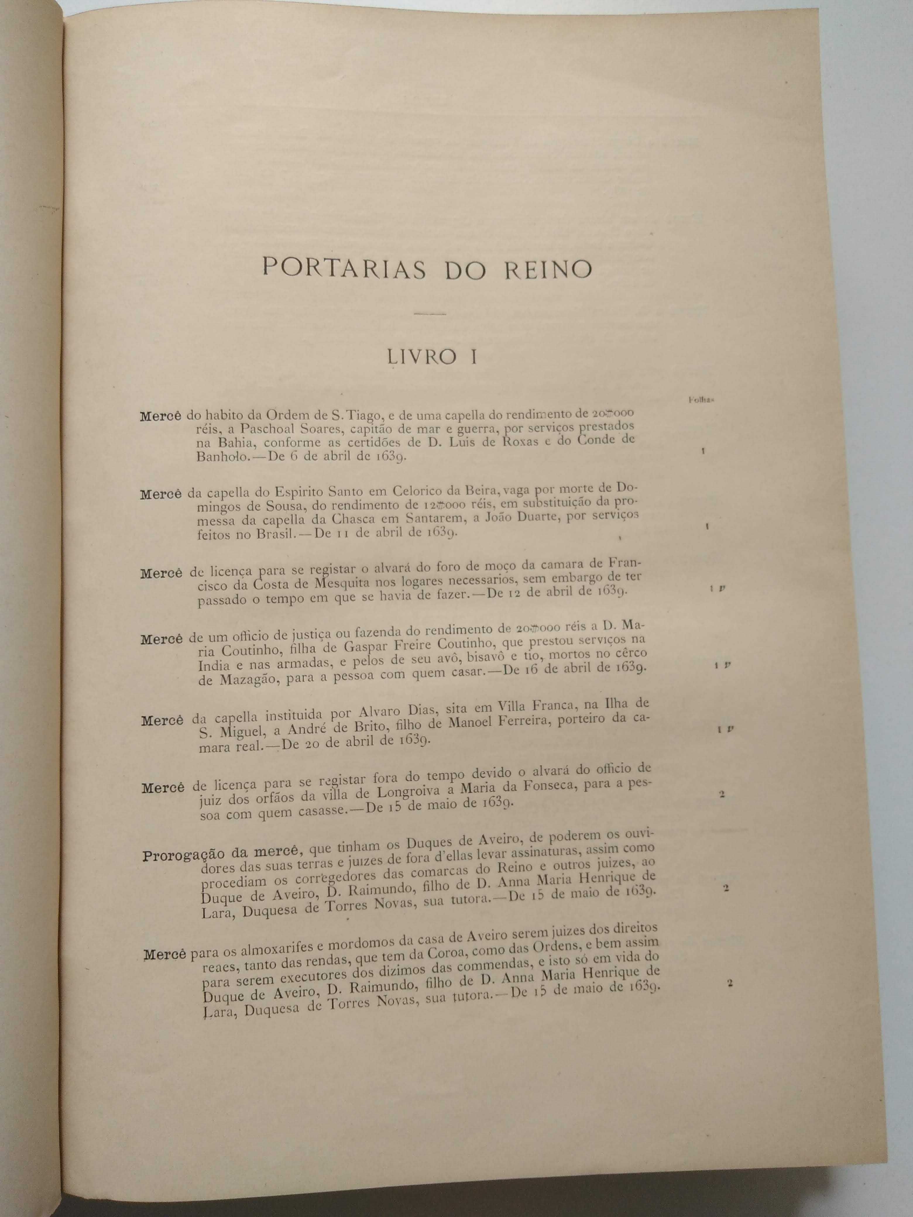 livro: "Inventário dos livros das portarias do reino" (1639 a 1664)