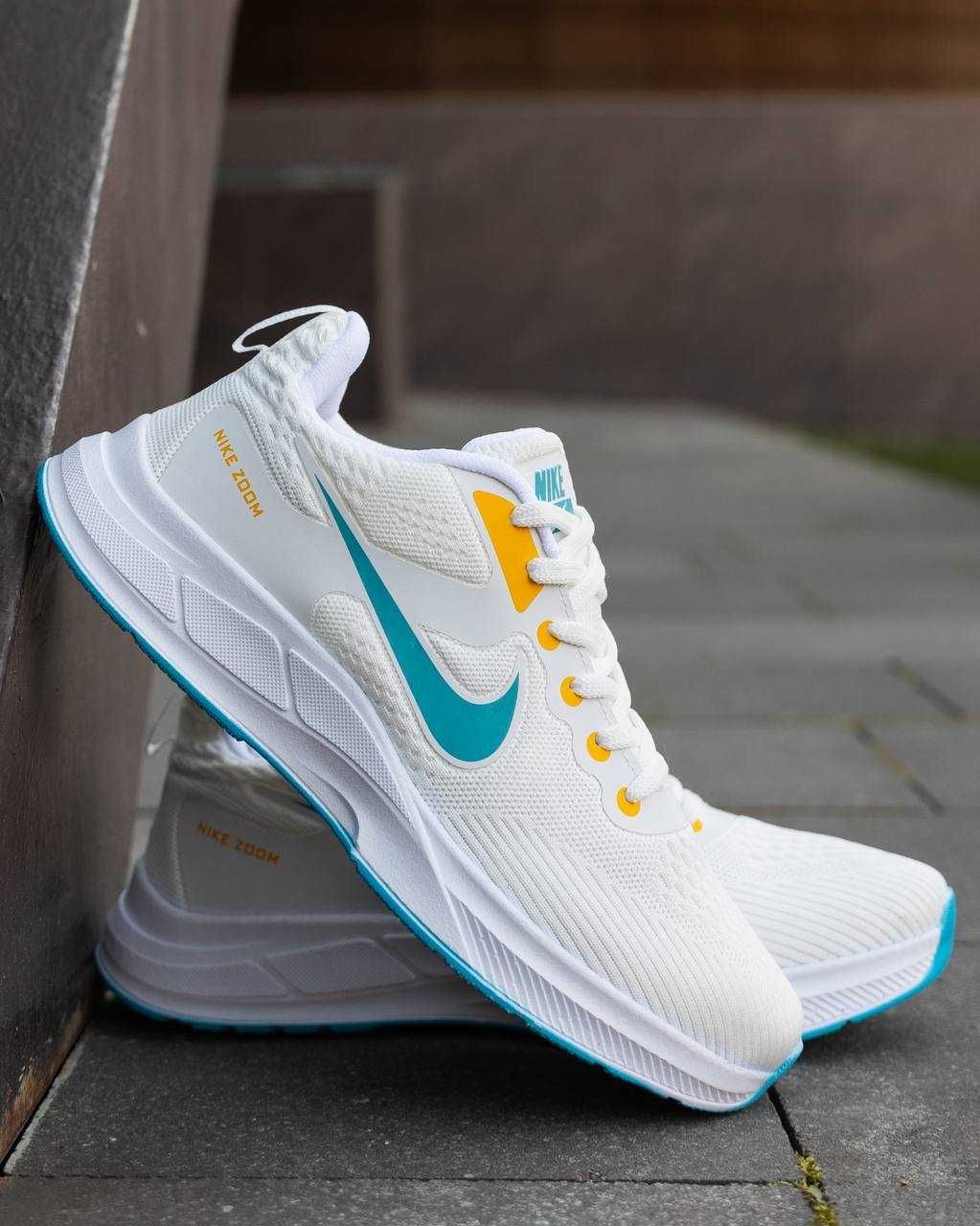 Чоловічі кросівки Nike Zoom білий з жовтим блакитним NK126 ХІТ ЦІНА
