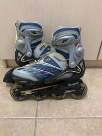 Rolki Rollerblade używane, regulowane szaro-niebiesko-pomarańczowe