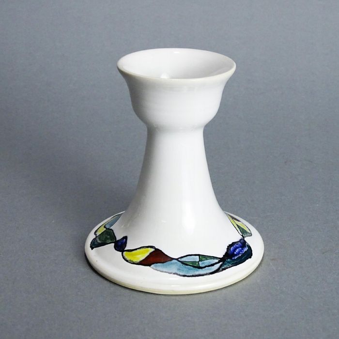 vintage piękny malowany świecznik ceramiczny
