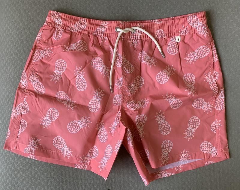 Чоловічі пляжні шорти, рожеві з ананасами, плавки в принт.