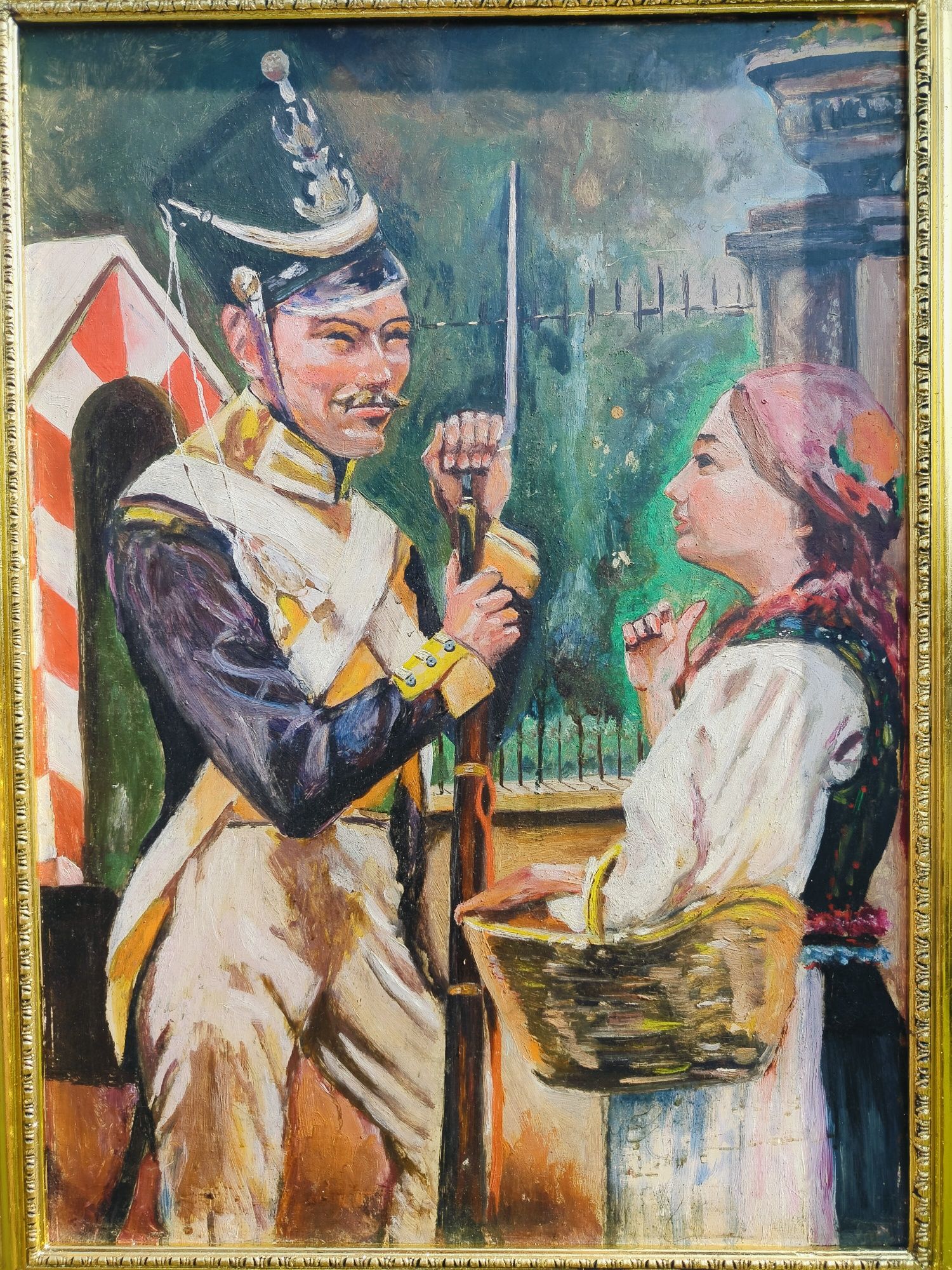 Żołnierz i dziewczyna pod Belwederem duży obraz dekoracja