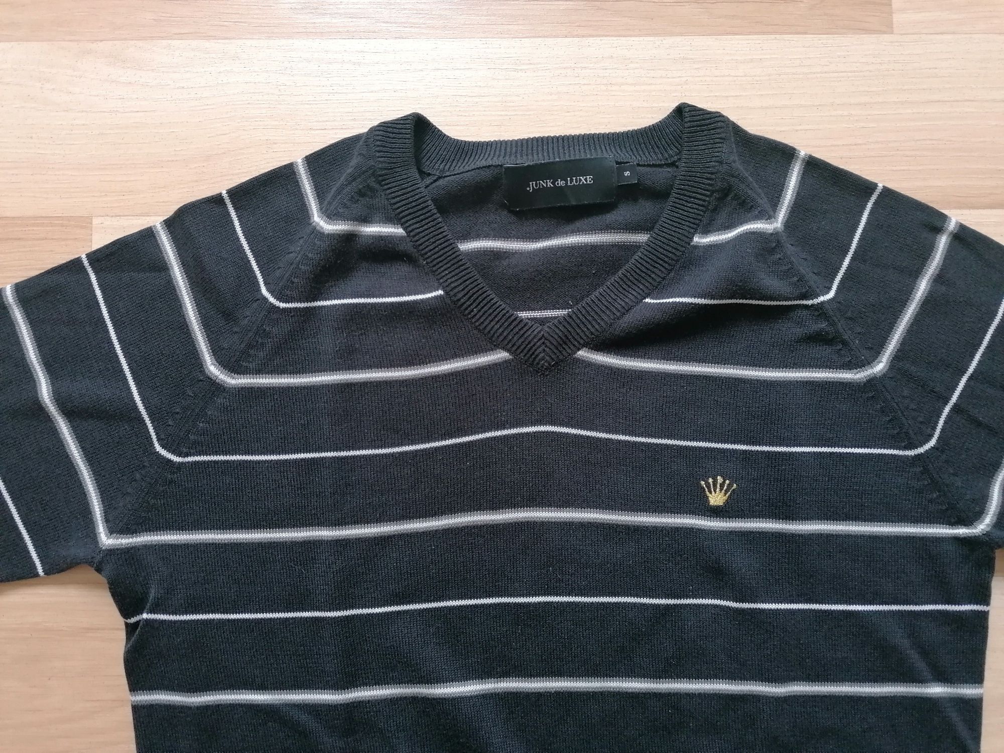 Swetr, sweter czarny w białe paski, a rozmiar S, Junk dr Luxe