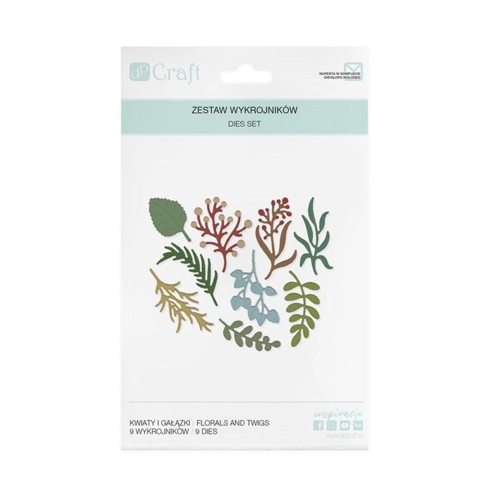Wykrojniki - kwiaty i gałązki 9szt Dalprint blister,210x132 mm