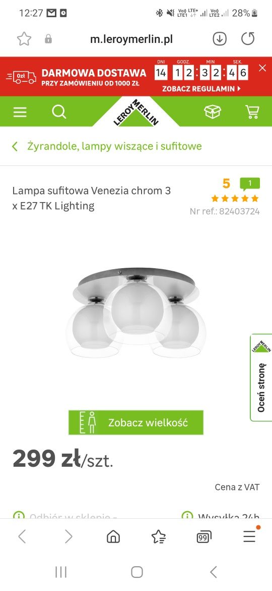 Lampa sufitowa 3 klosze